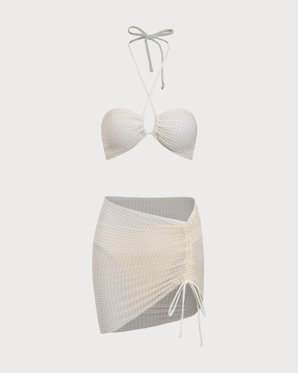 Beige Strapless Bikini Set Product Image