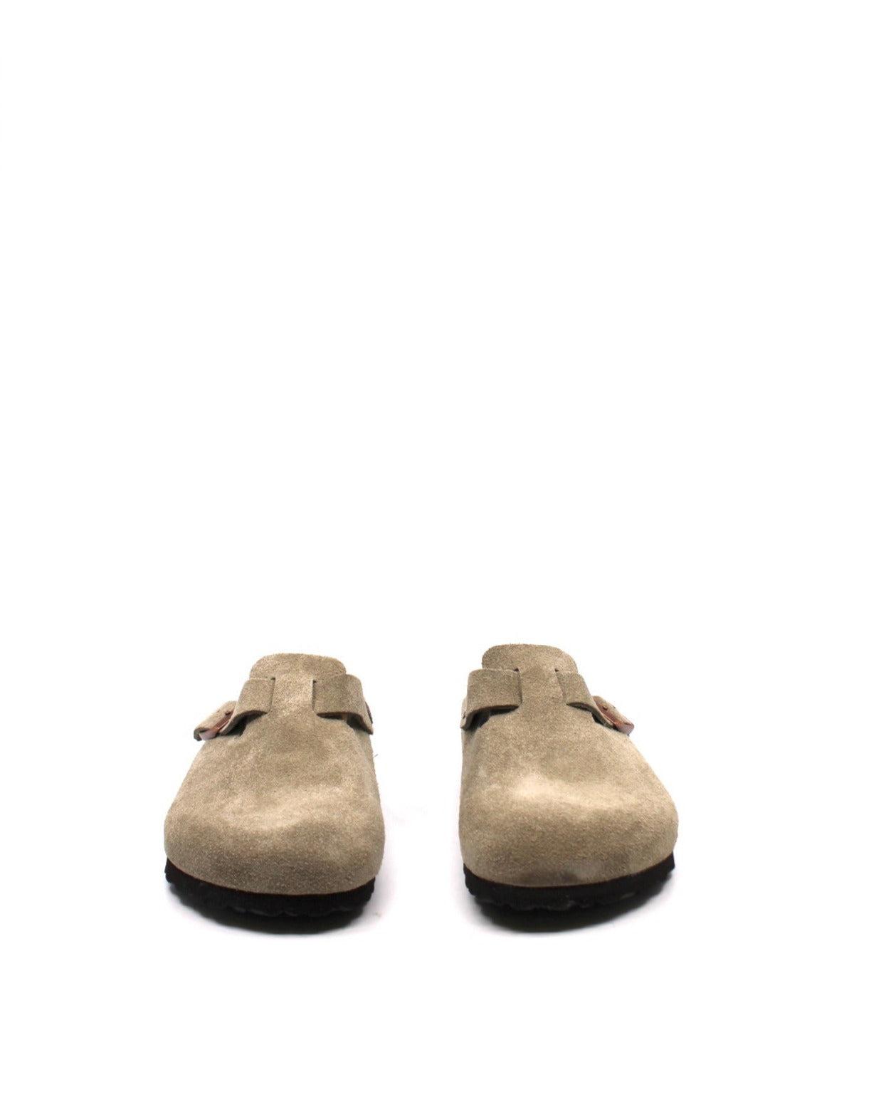 Birkenstock Boston Taupe Suede Soft Footbed Narrow Product Image