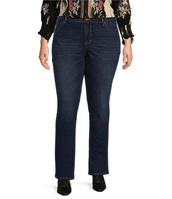 Code Bleu Plus Size Chelsea High Rise Denim Wash Straight Leg Jeans Product Image
