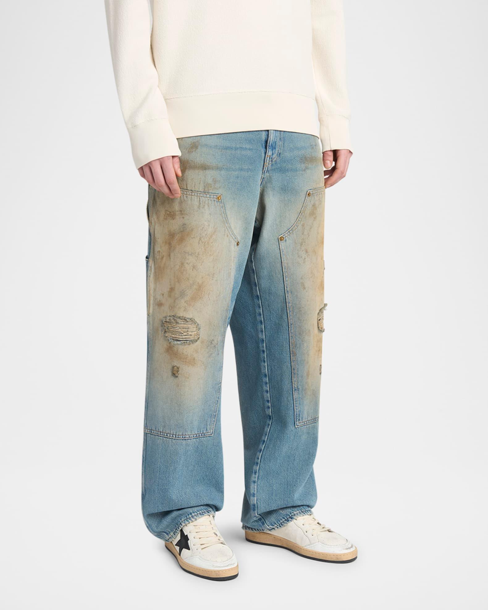 Men's Ball Star Distressed Leather Low-Top Sneakers Product Image