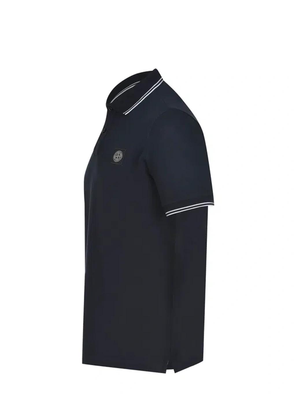 STONE ISLAND Mens Black Brand-patch Regular-fit Stretch-cotton Polo Shirt Xl Product Image