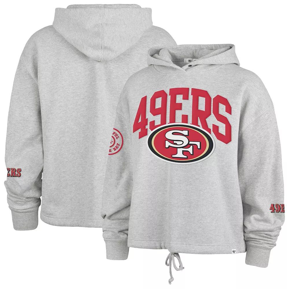 Women's '47 Heather Gray San Francisco 49ers High Hopes Long Sleeve Cropped Hoodie,  Product Image