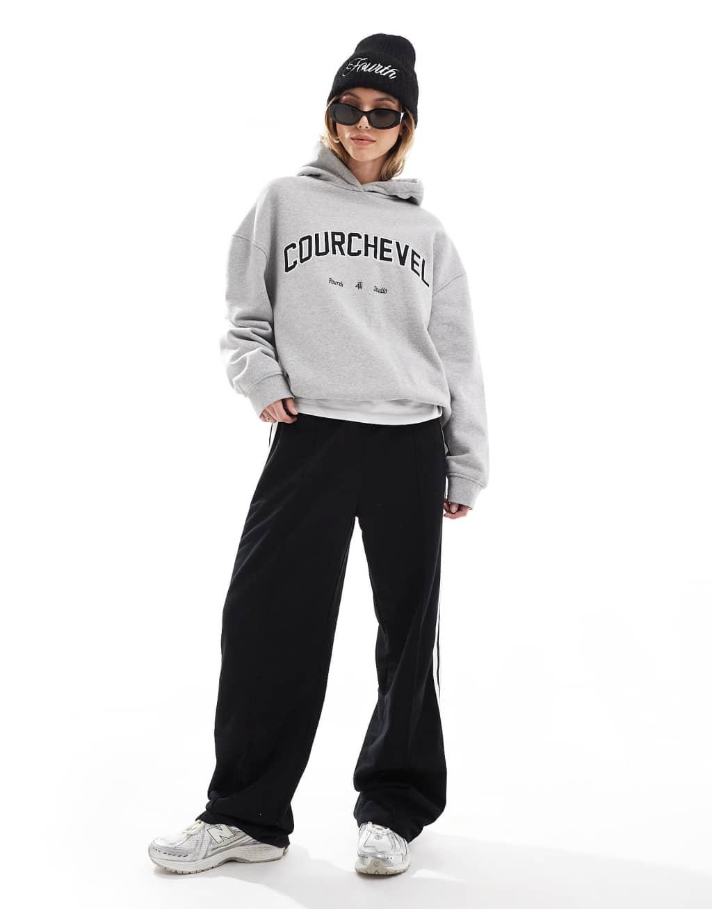 4th & Reckless x Felicia Wedin Apres Ski Courchevel logo hoodie in gray Product Image