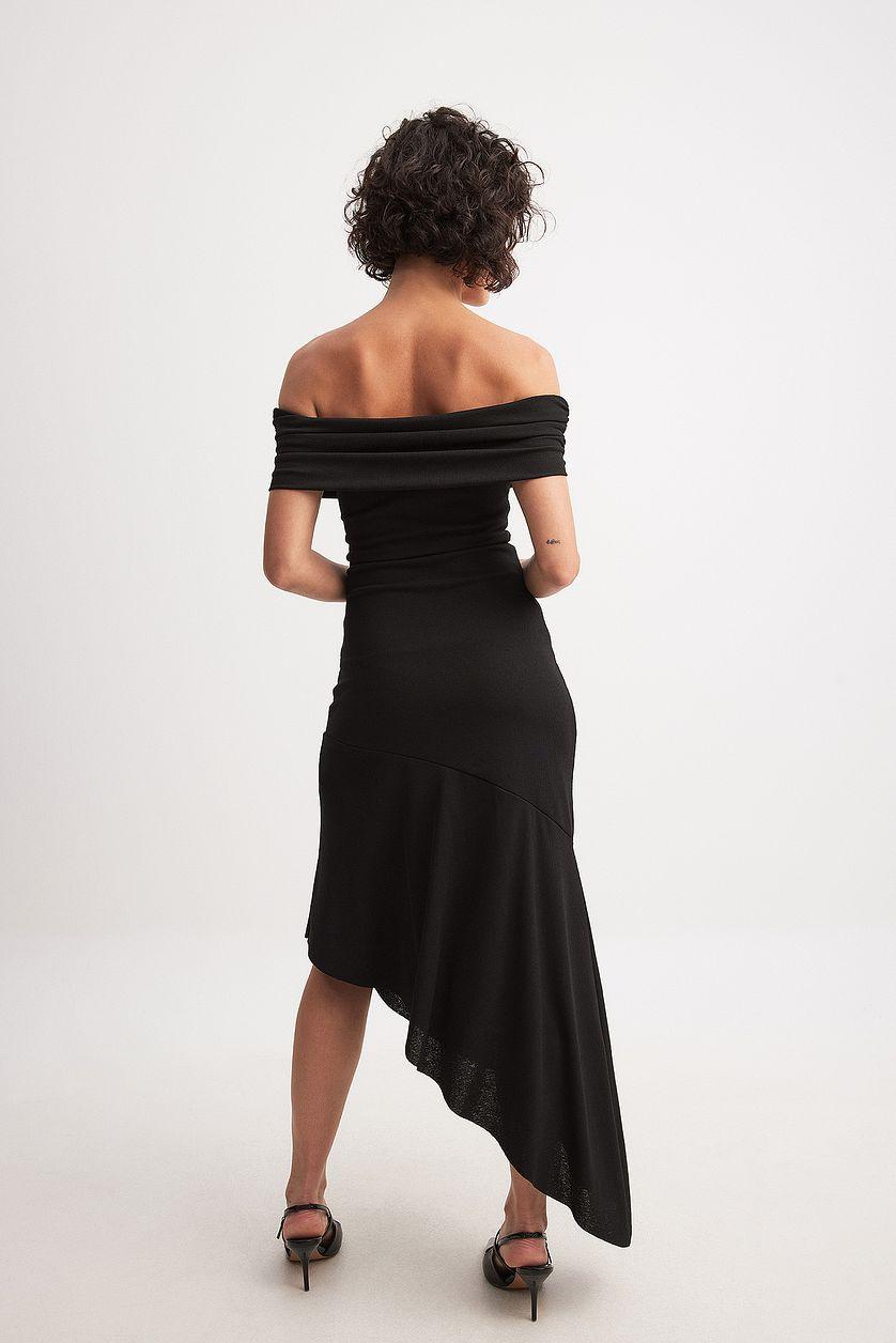 Off Shoulder Flounce Midi Dress Product Image