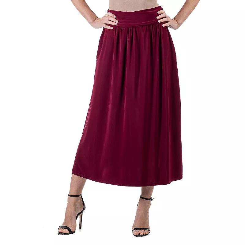 Women's 24Seven Comfort Apparel Foldover Maxi Skirt With Pockets, Size: Small, Black Product Image
