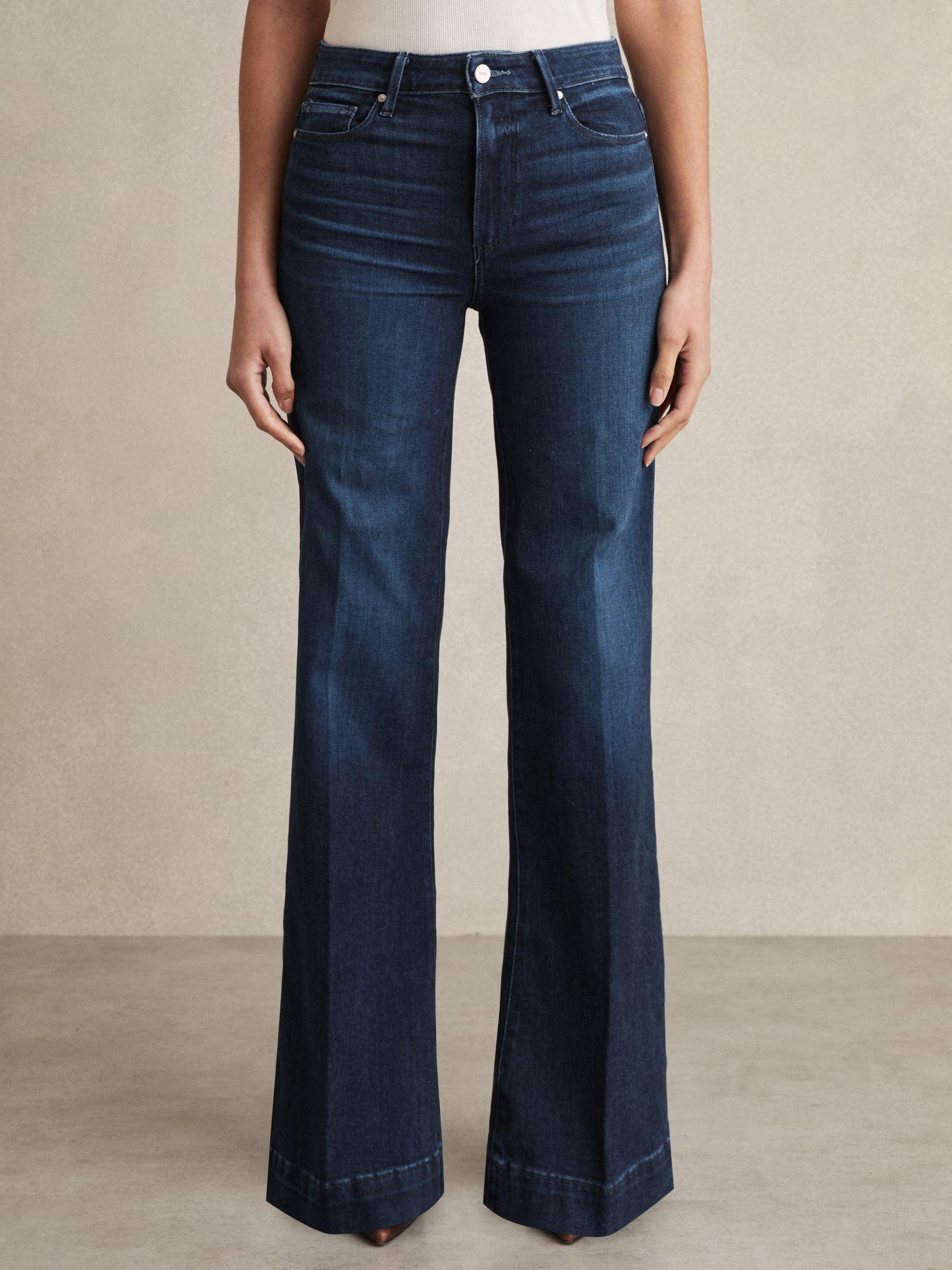 Paige 32” Wide-Leg Jeans in Navy Blue Product Image