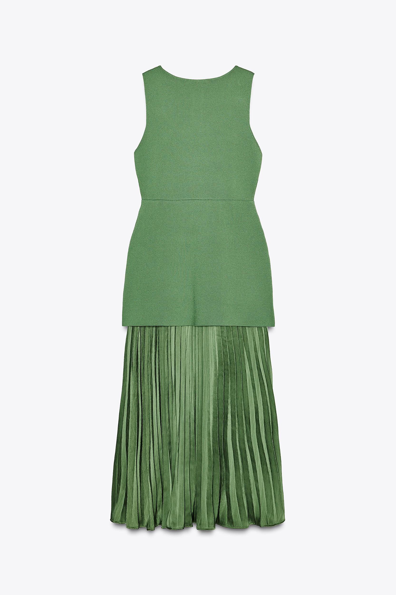 PLEATED KNIT COMBINATION DRESS Product Image