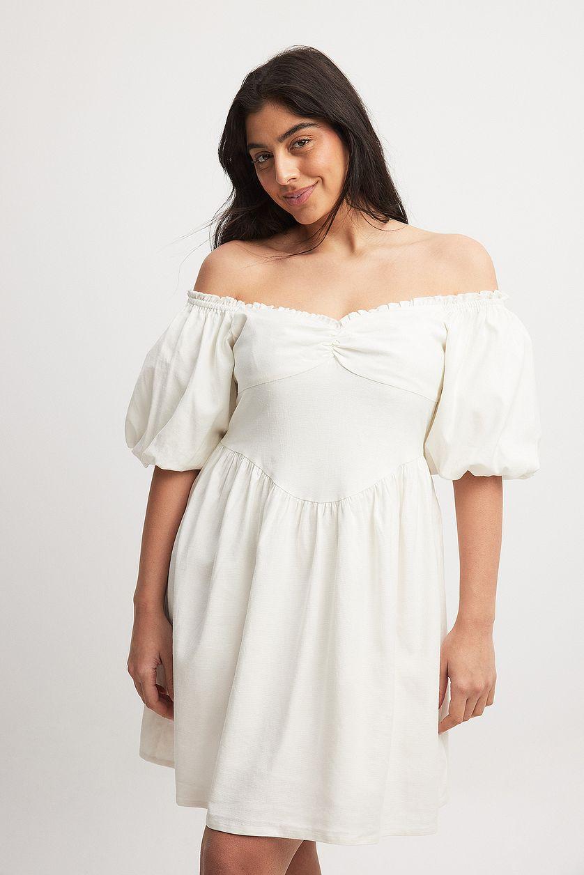 Puff Sleeve Off Shoulder Mini Dress Product Image