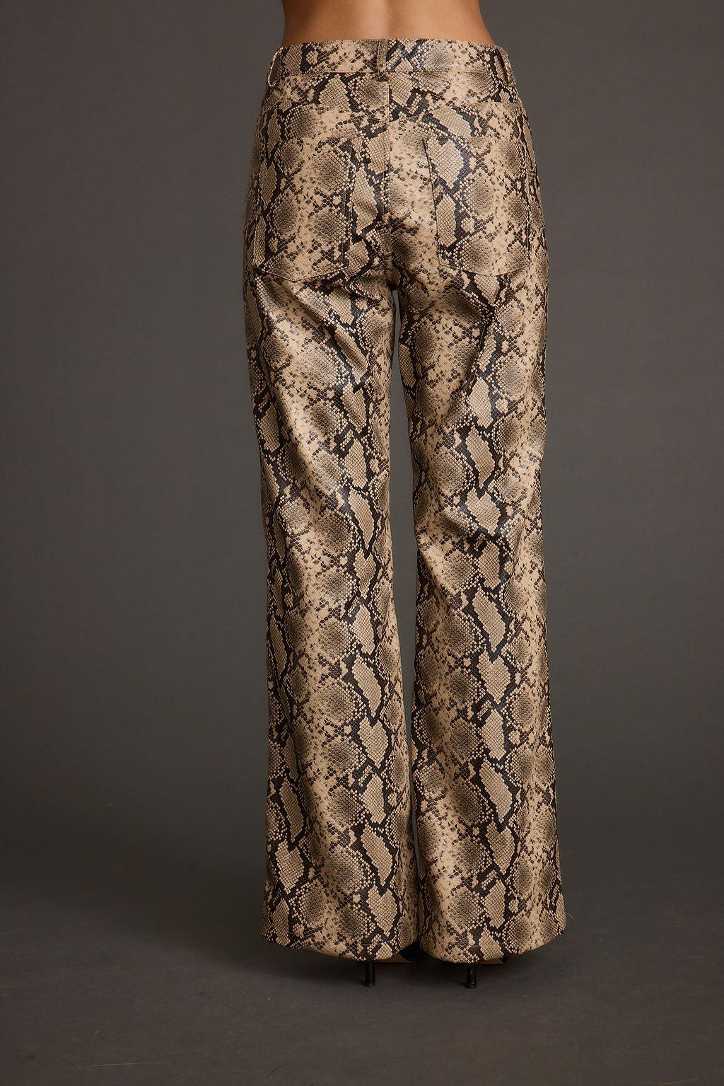Viper Room Cream Snake Print Vegan Leather Pants Product Image