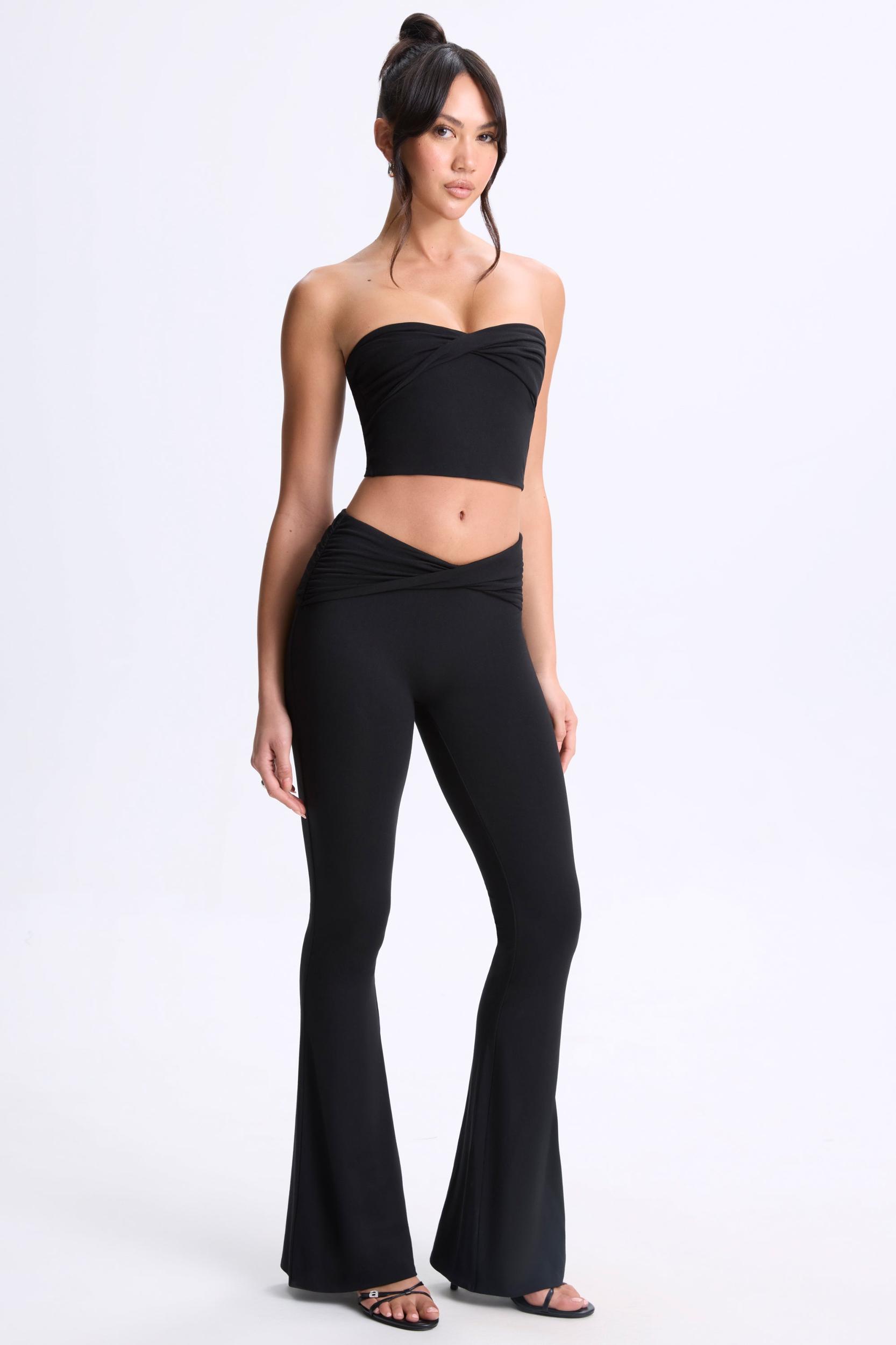 Tall Twist-Front Flared Trousers in Black Product Image
