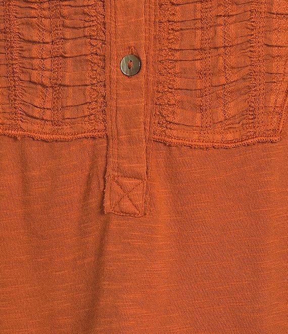 Westbound Knit 3/4 Sleeve Solid Henley Neck Top Product Image