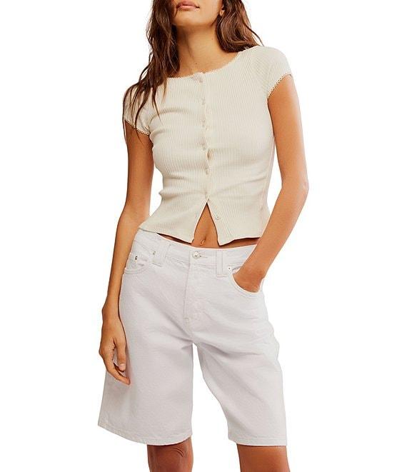 Free People Most Wanted Crew Neckline Cap Sleeve Button Front Cardigan Product Image