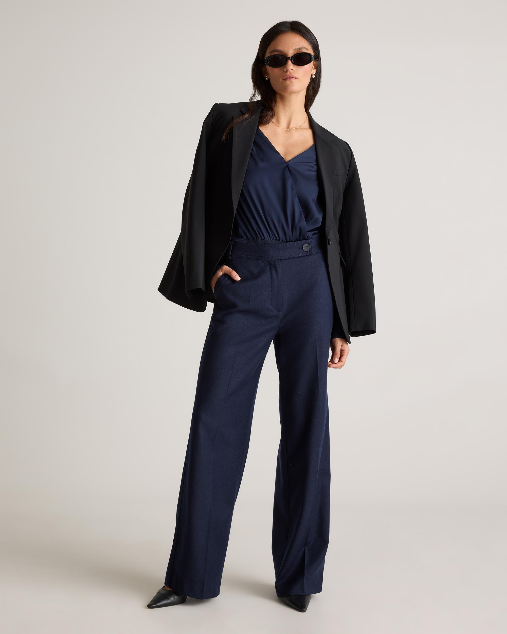 Quince | Women's Washable Stretch Silk Surplice Bodysuit Product Image