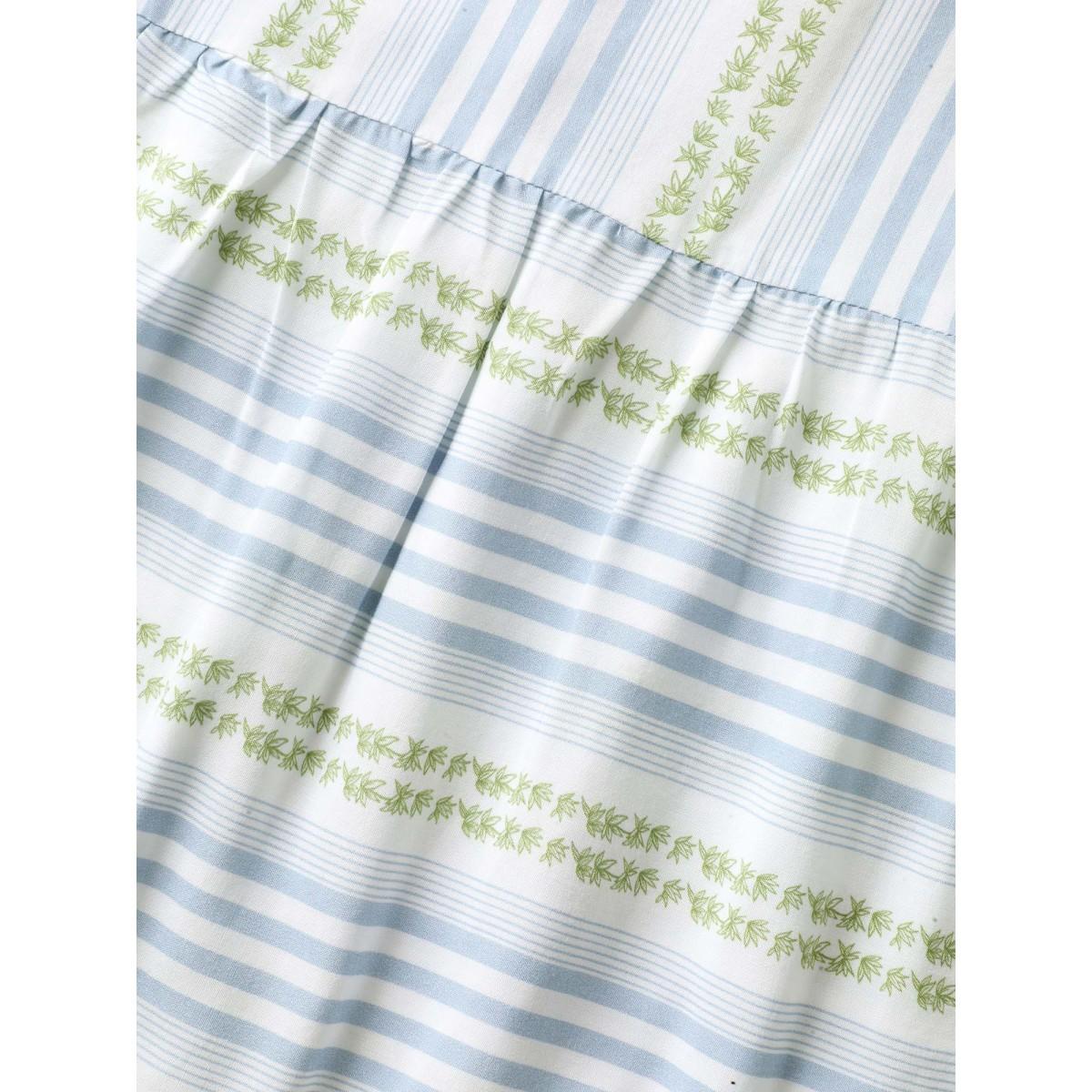 Plus Size Nautical Stripes Flared Midi Dress LightBlue Women Round Neck Sleeveless Curvy BloomChic 22-24/3X Product Image