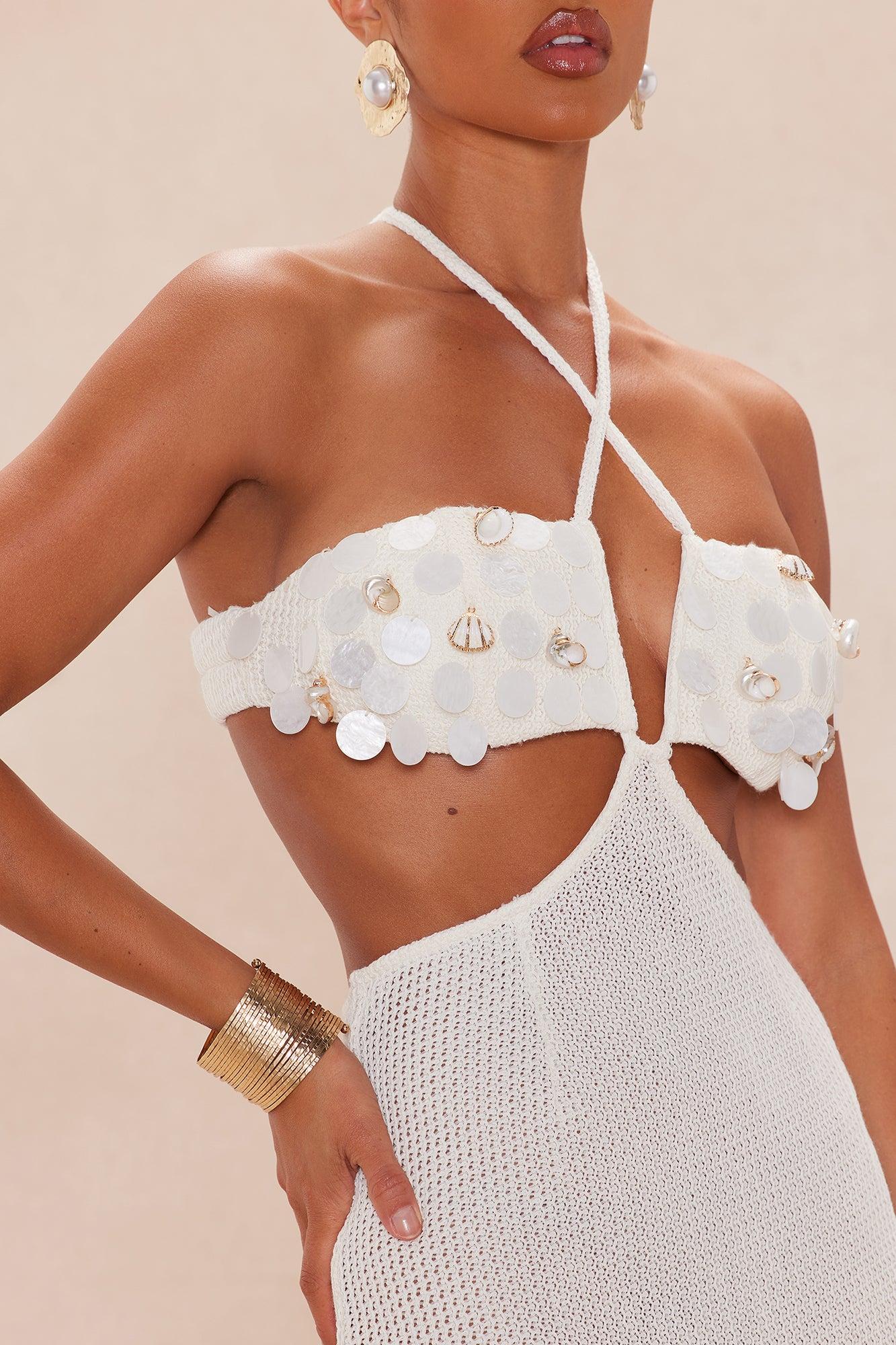 Hailey Crochet Maxi Dress - Cream Female Product Image