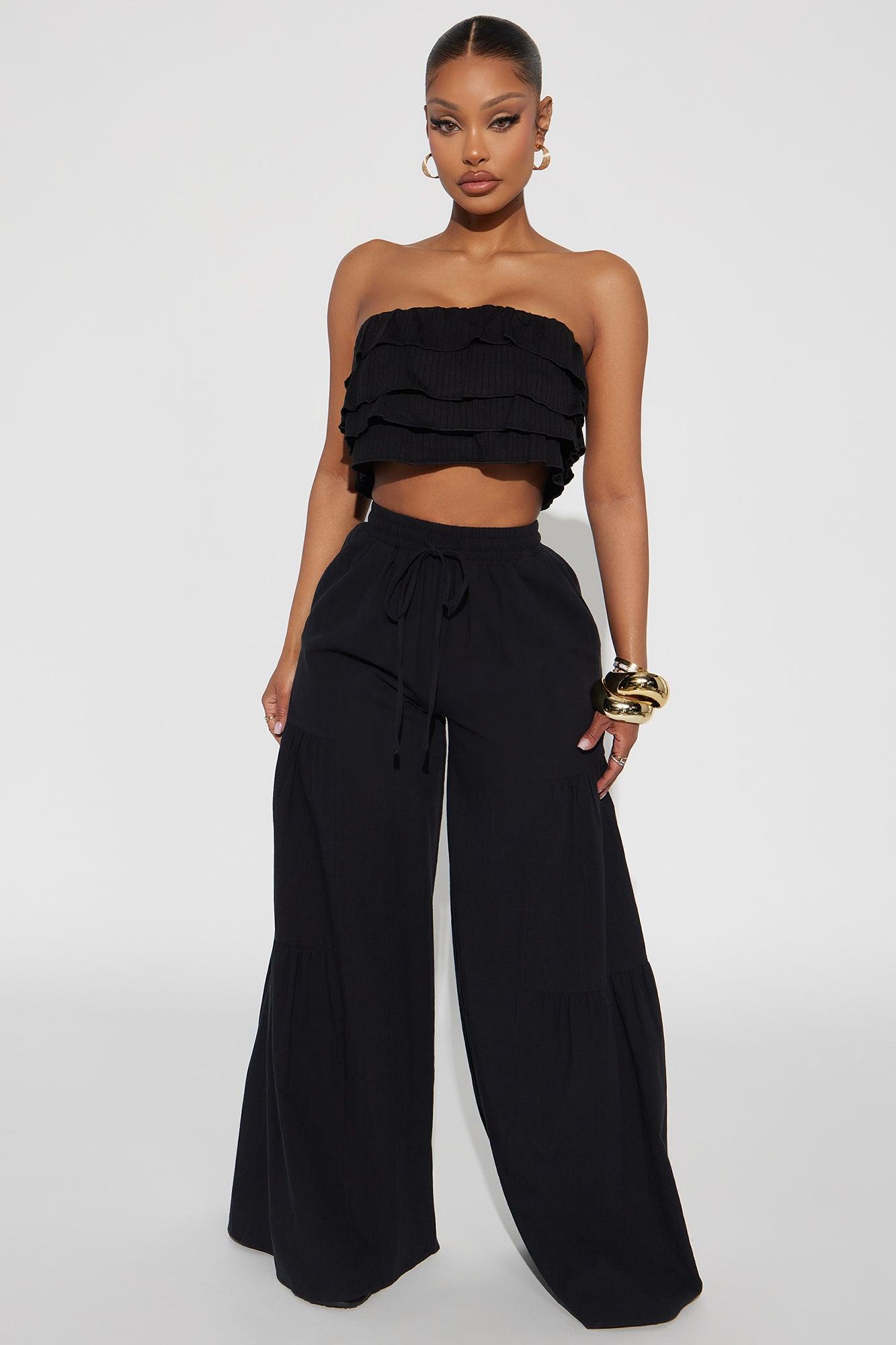 Daydreamer Ruffle Tube Top - Black Product Image