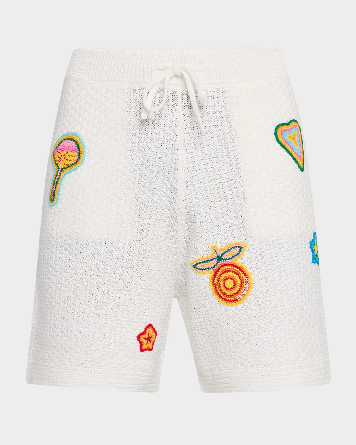 Mens Patchwork Crochet Shorts Product Image