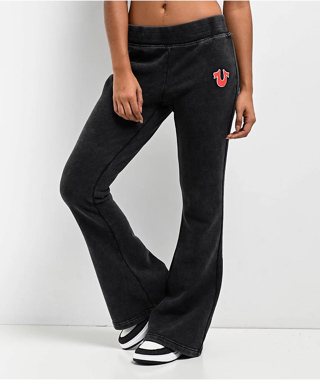 True Religion Big T Black Wash Low Rise Flare Sweatpants Product Image