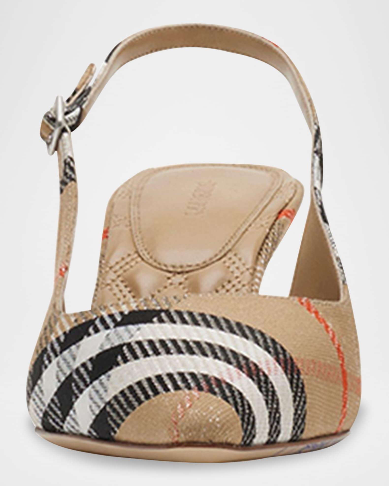 Birdie Metallic Check Slingback Kitten-Heel Pumps Product Image