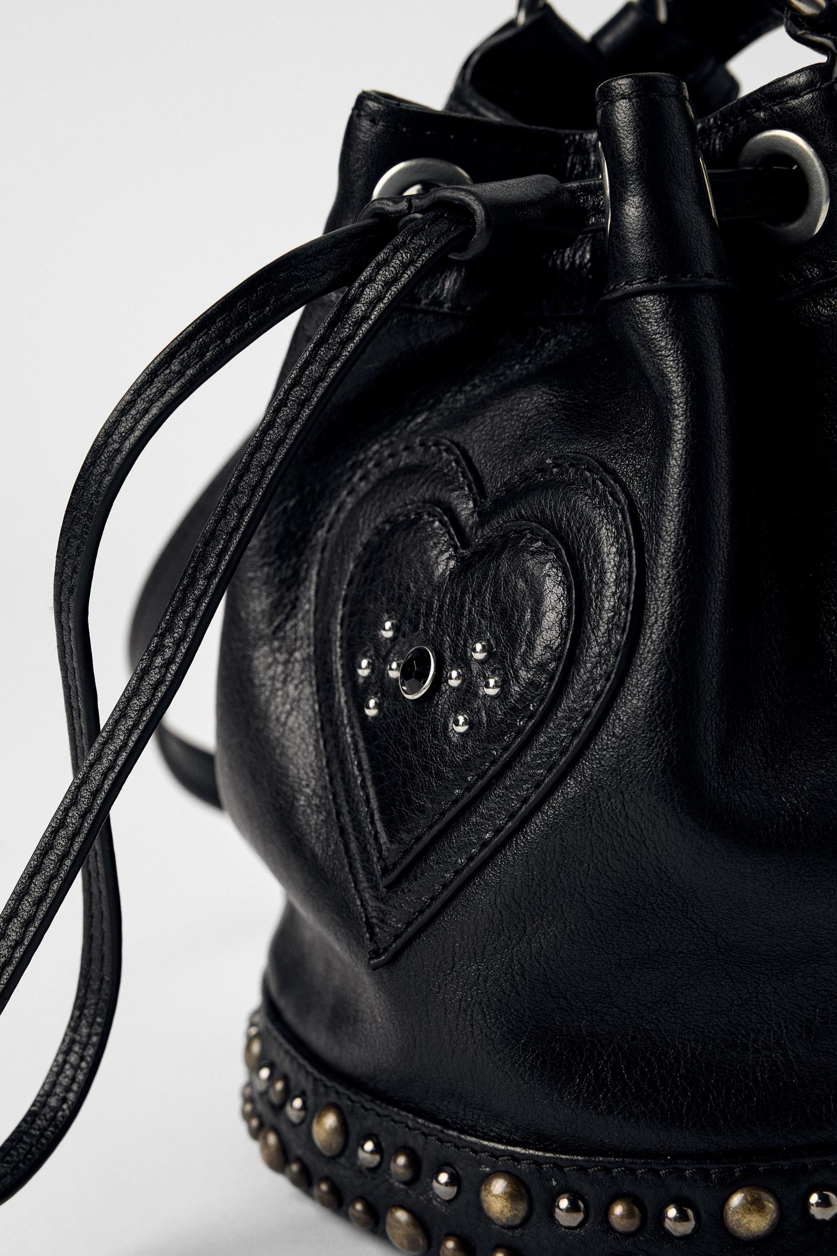 STUDDED RUCHED LEATHER BUCKET BAG KATE MOSS X ZARA Product Image