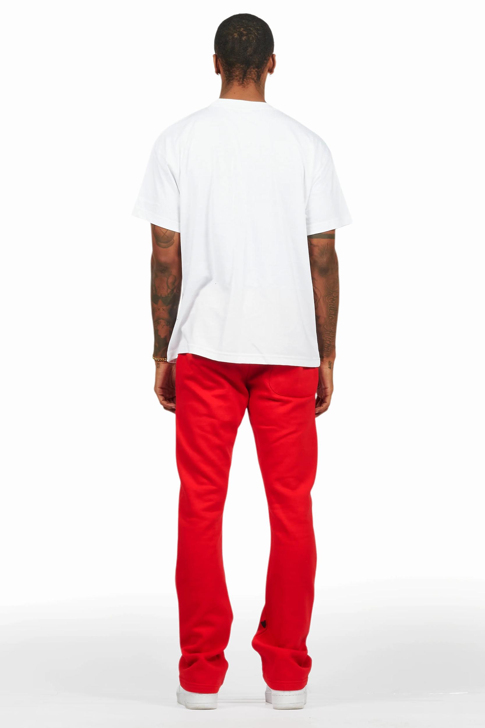 Rainer White/Red T-Shirt/Stacked Track Pant Set Male Product Image