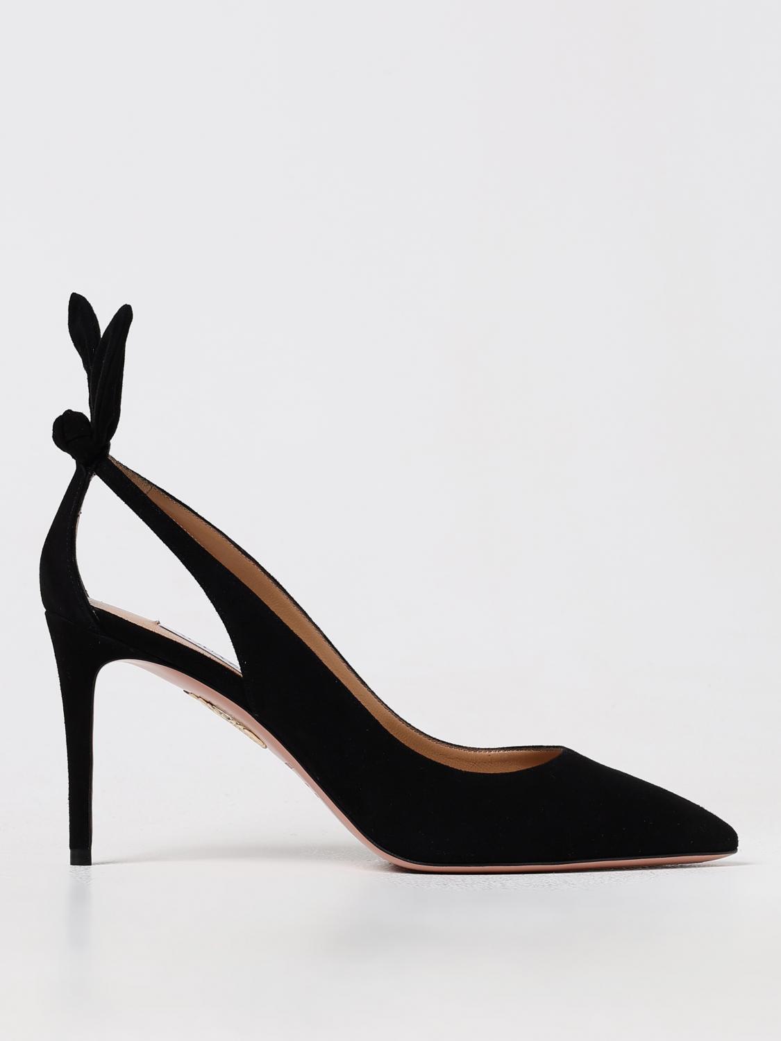 AQUAZZURA Bow Tie 85 Suede Pumps In Black Product Image