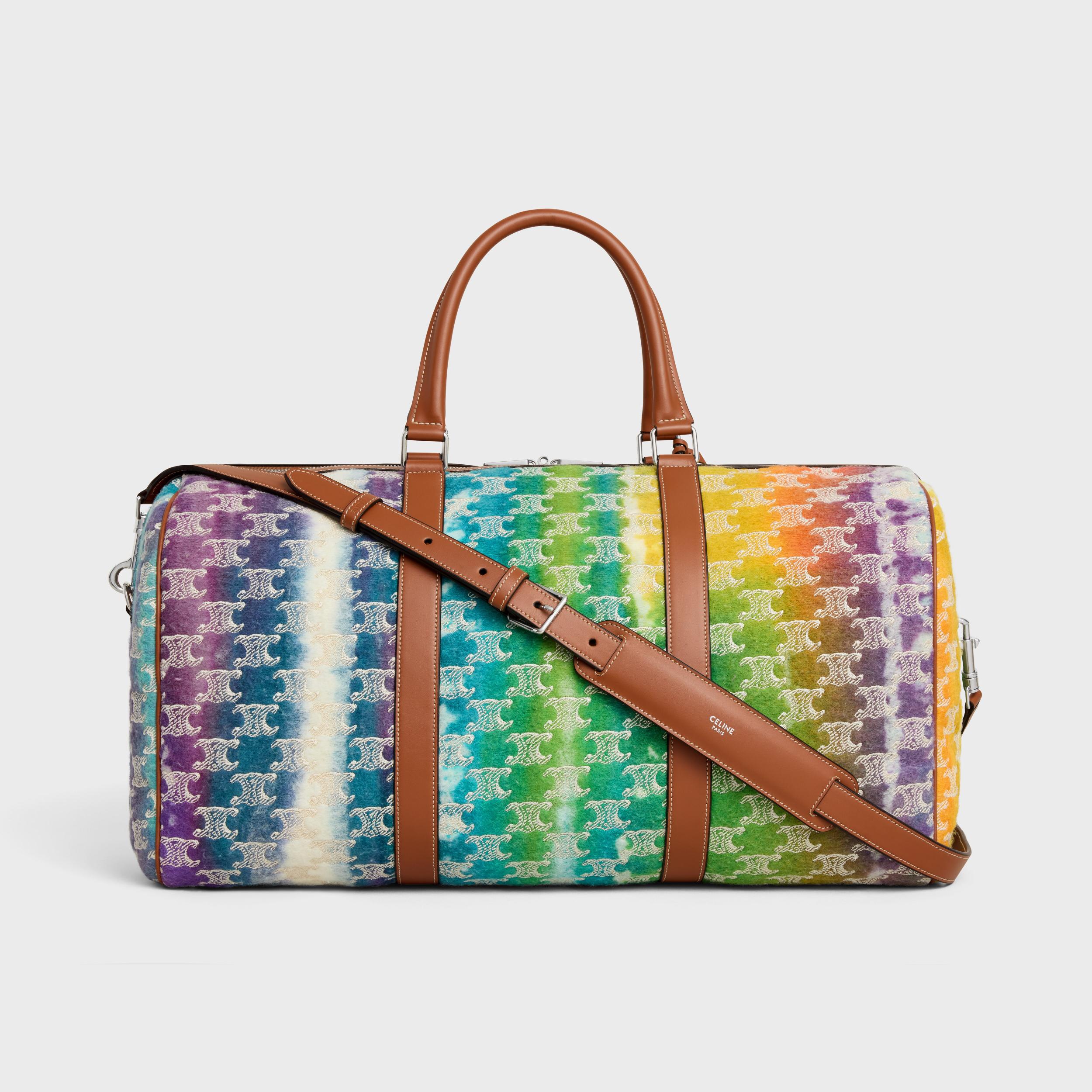 Medium Travel Bag IN TEXTILE WITH TRIOMPHE EMBROIDERIES AND CALFSKIN Product Image