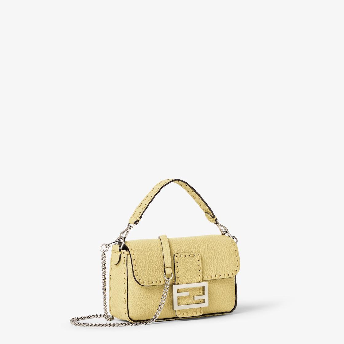 Baguette MiniYellow Selleria bag with 309 hand-sewn topstitches Product Image