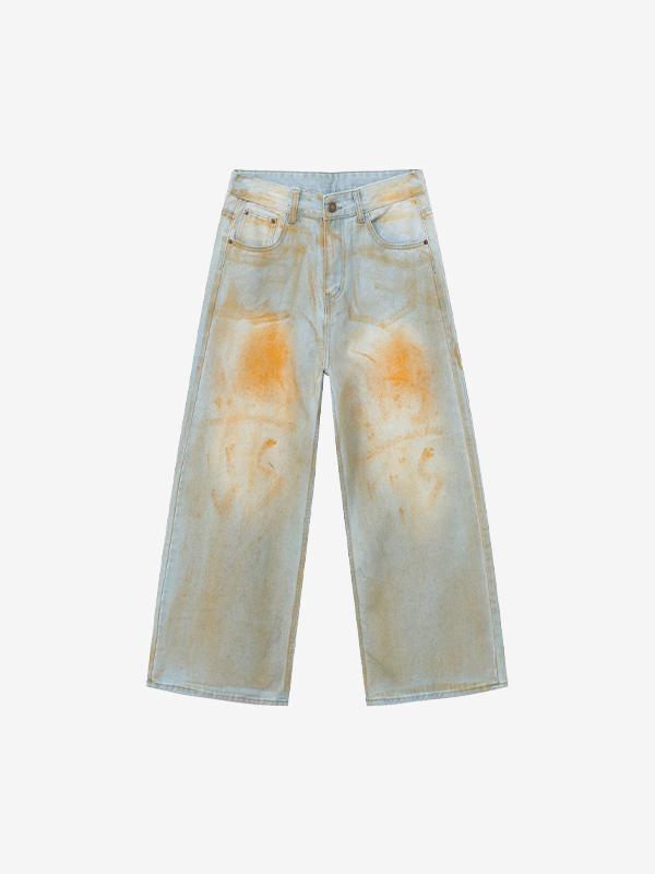 Men's Street Colour Block Loose Jeans Product Image