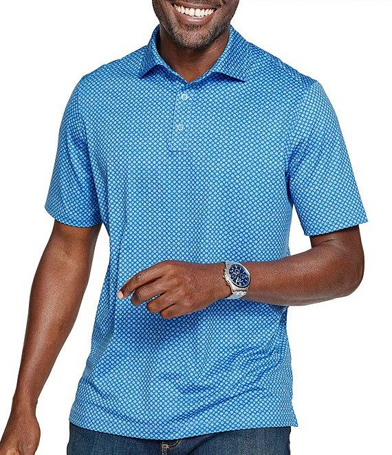 Johnston & Murphy XC4 Performance Stretch Cool Degree Tonal Geo Print Short Sleeve Polo Shirt Product Image