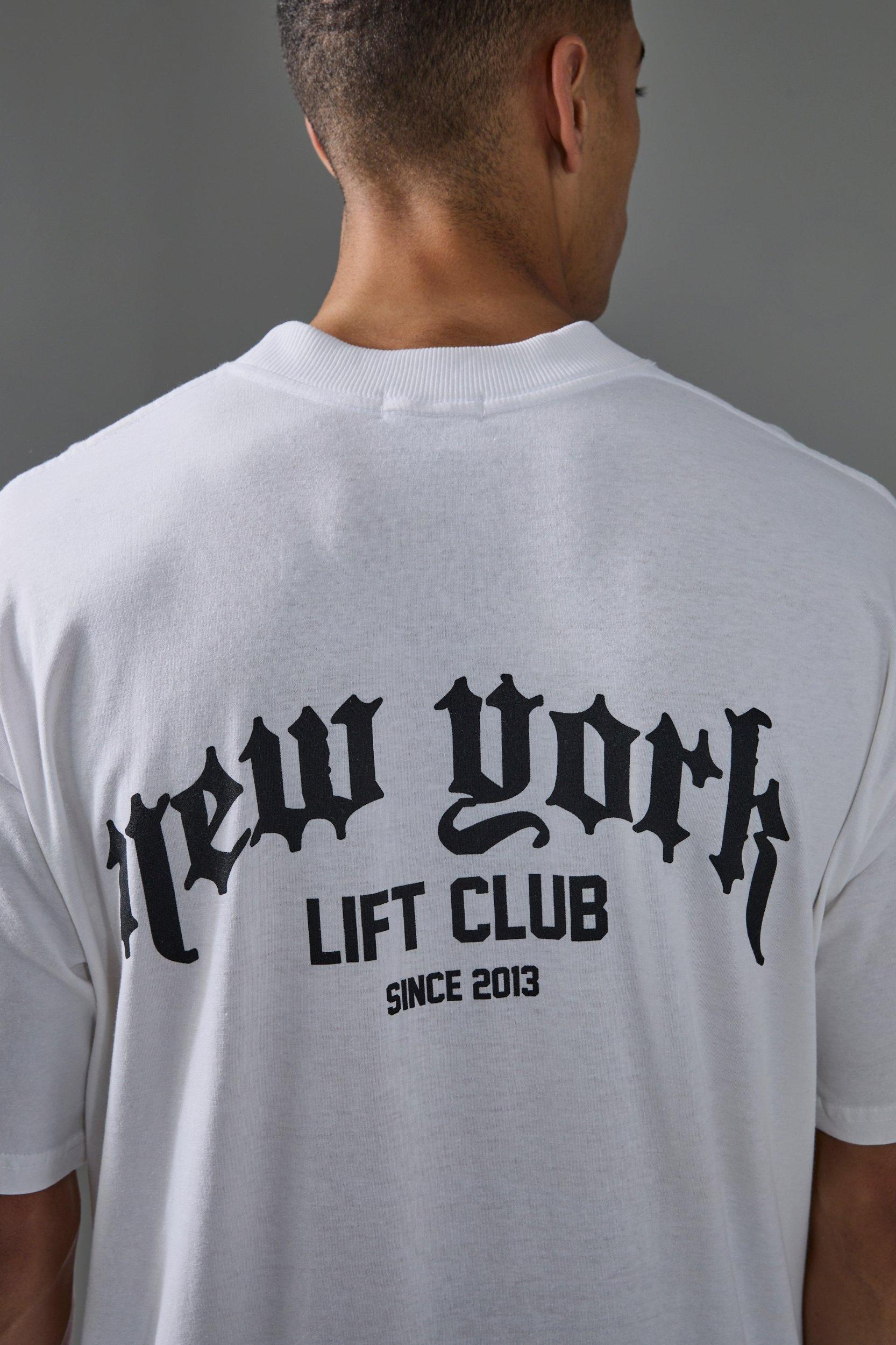 Man Active New York Lift Club Oversized Extended Neck T-Shirt | boohooMAN USA Product Image
