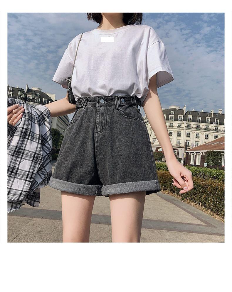 High Waist Denim Shorts Product Image