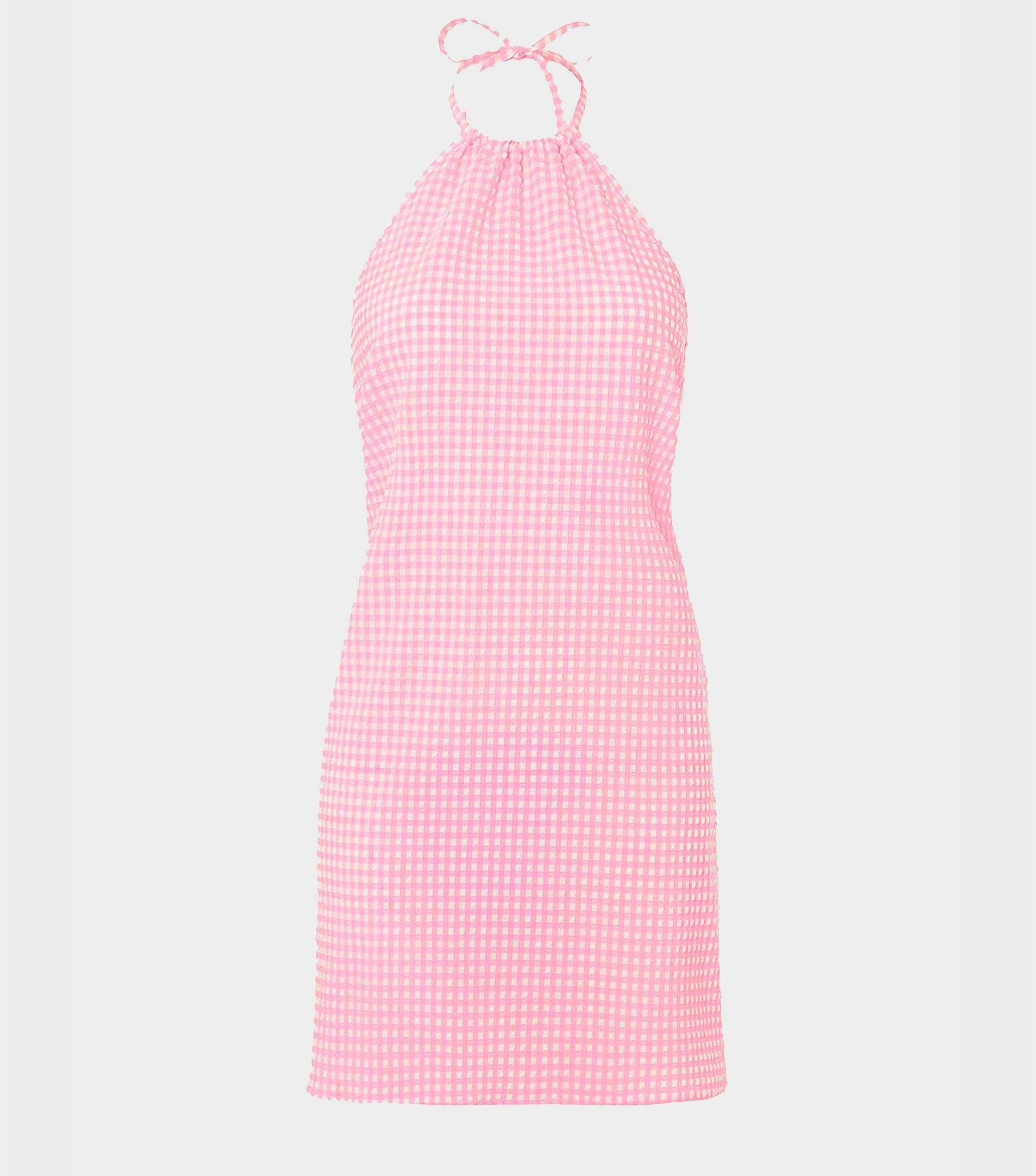 Gingham Seersucker Mini Dress - Milkshake Gingham Product Image