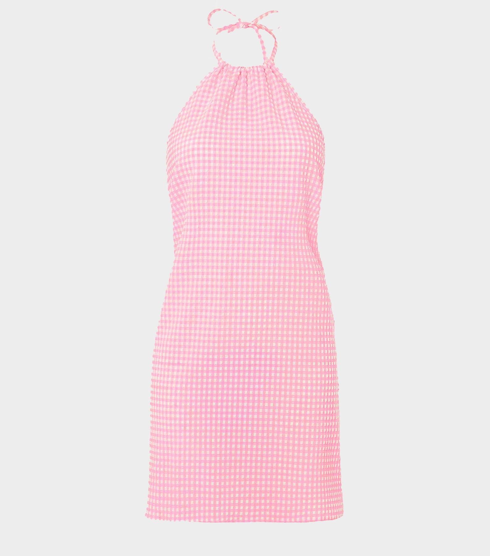 Gingham Seersucker Mini Dress - Milkshake Gingham Product Image
