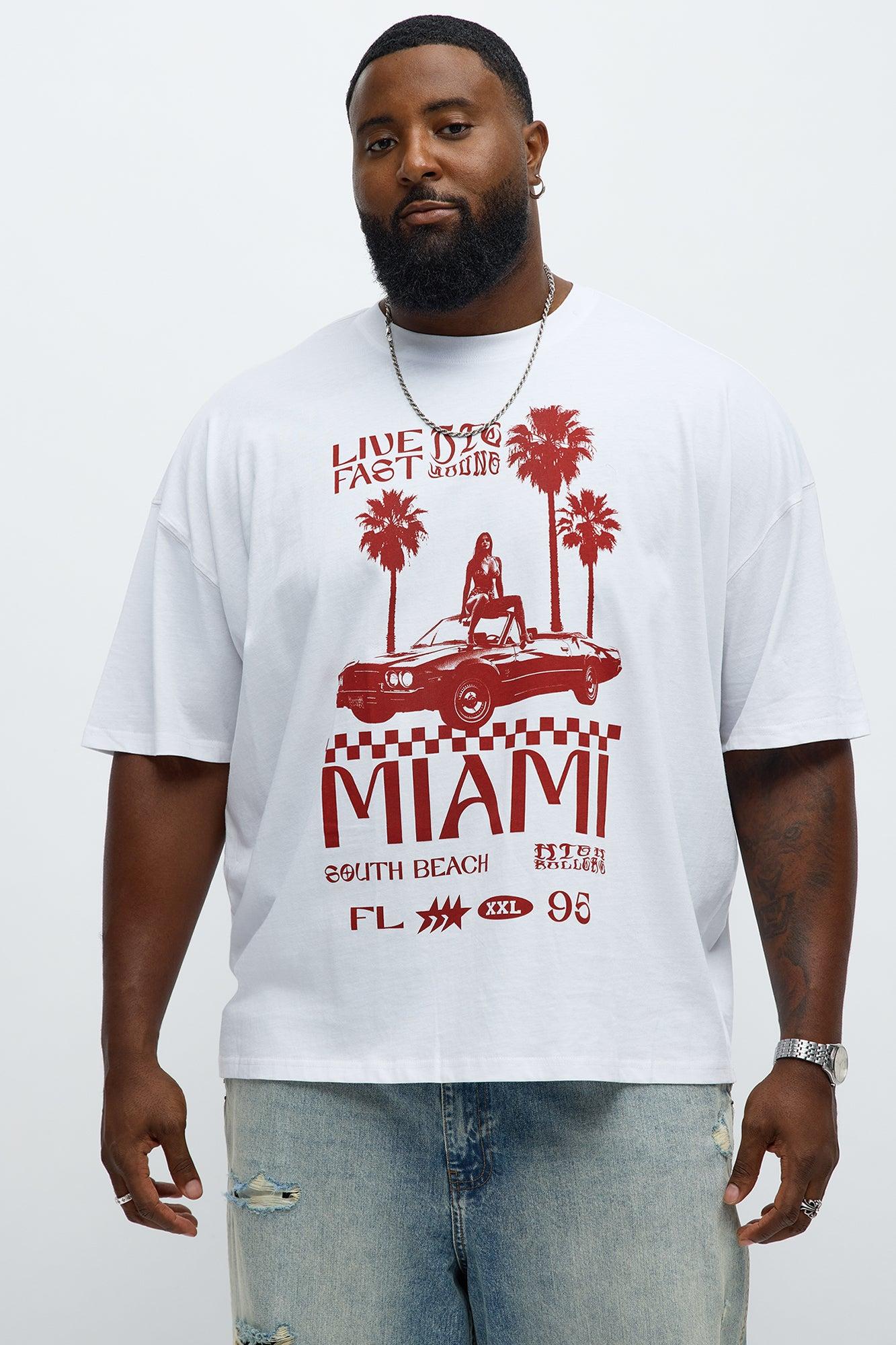 Live Fast Miami Oversized Short Sleeve Tee - White Male Product Image