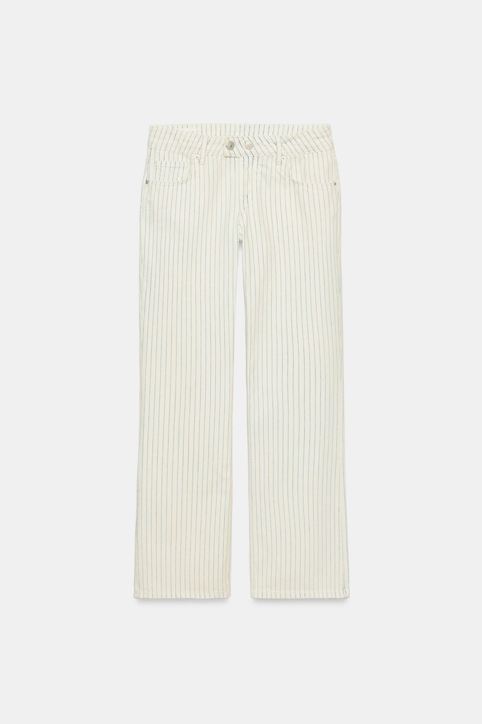 TRF LOW RISE STRIPED STRAIGHT JEANS Product Image