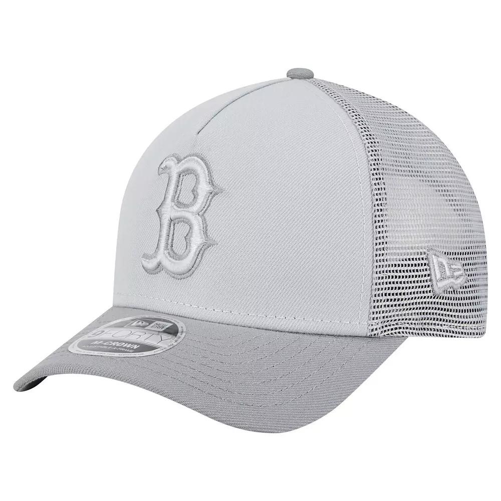 Men's New Era Gray Boston Red Sox Color Pack A-Frame 9FORTY Trucker Adjustable Hat, Grey Product Image