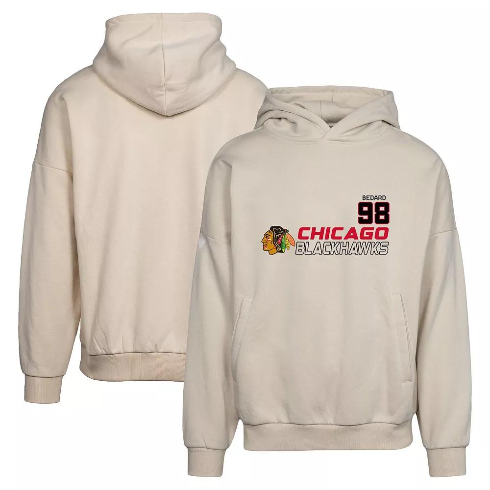 Men's Levelwear Connor Bedard Cream Chicago Blackhawks Contact Name & Number Over Product Image