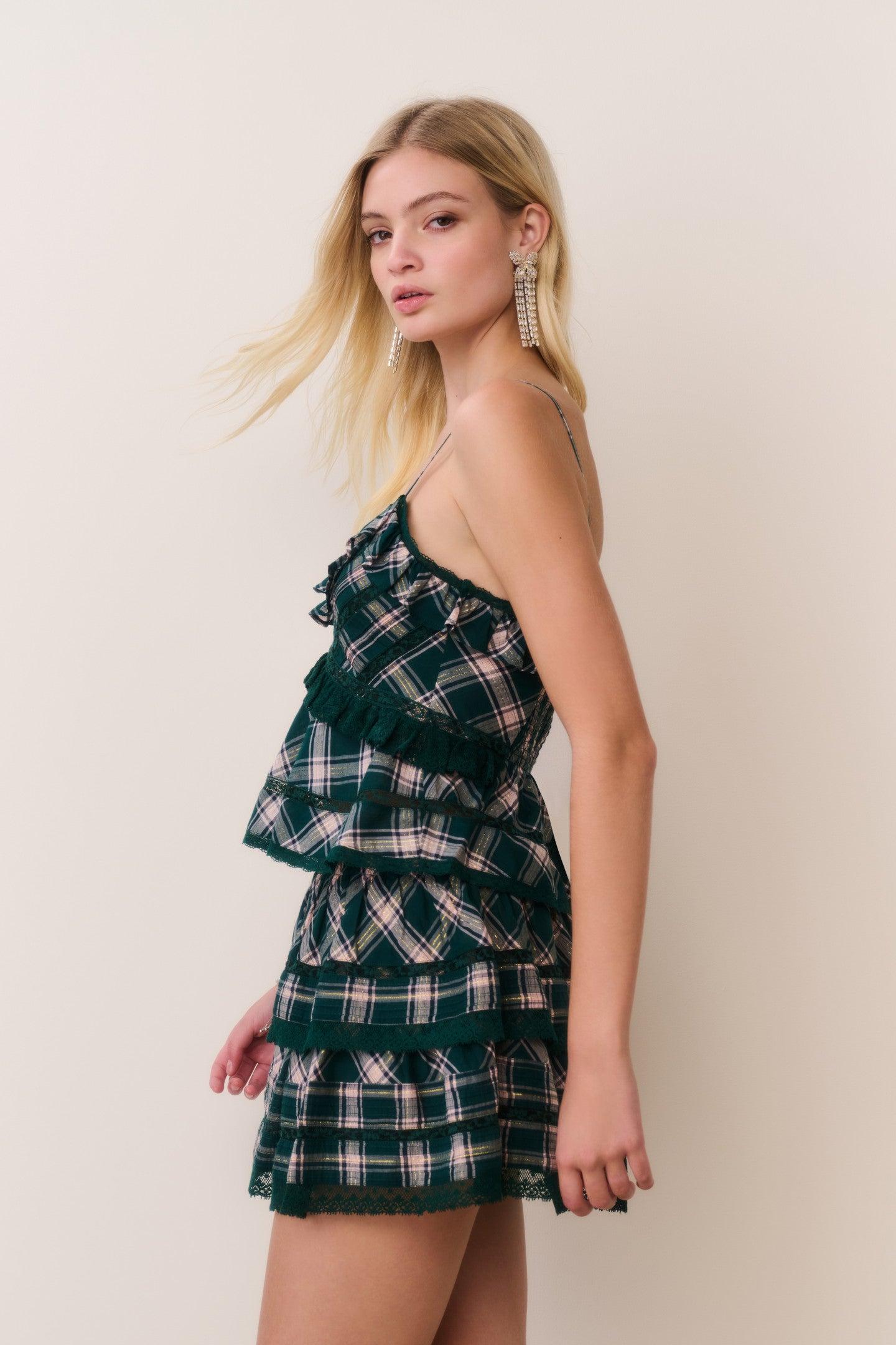 Ruffle Mini Tartan Skirt Product Image