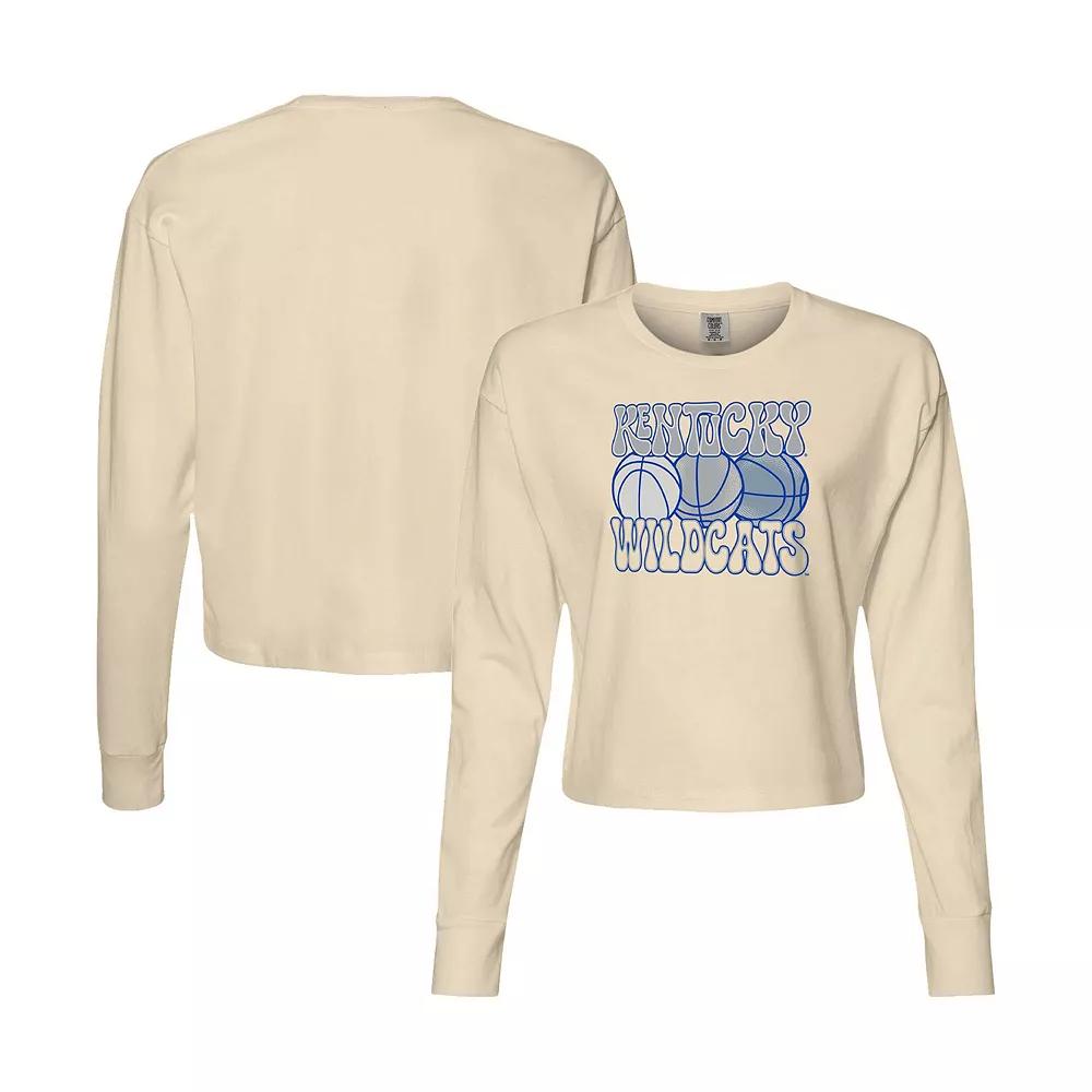 Women's Natural Kentucky Wildcats Comfort Colors Basketball Cropped Long Sleeve T-Shirt,  Product Image