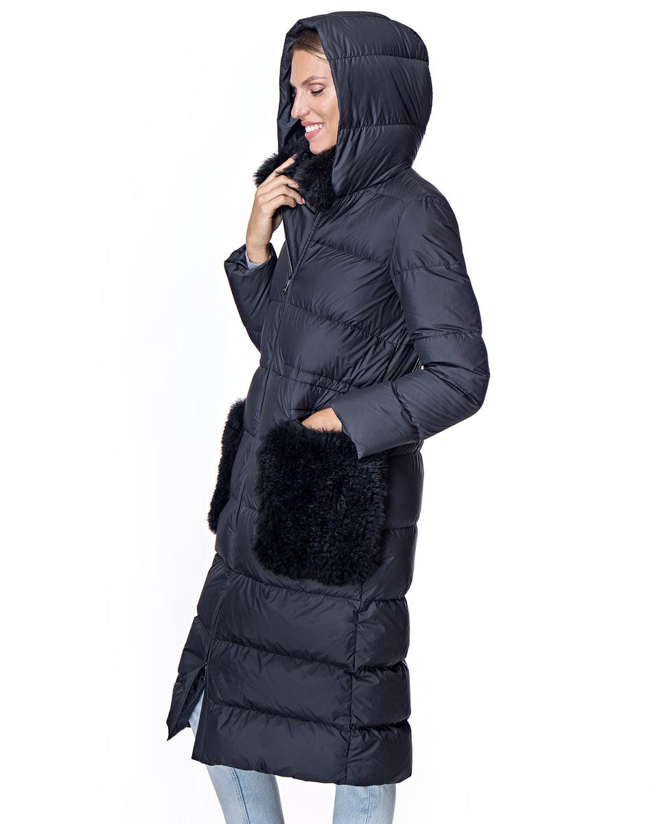 Nylon Down Filled Coat with Goat Trims Product Image