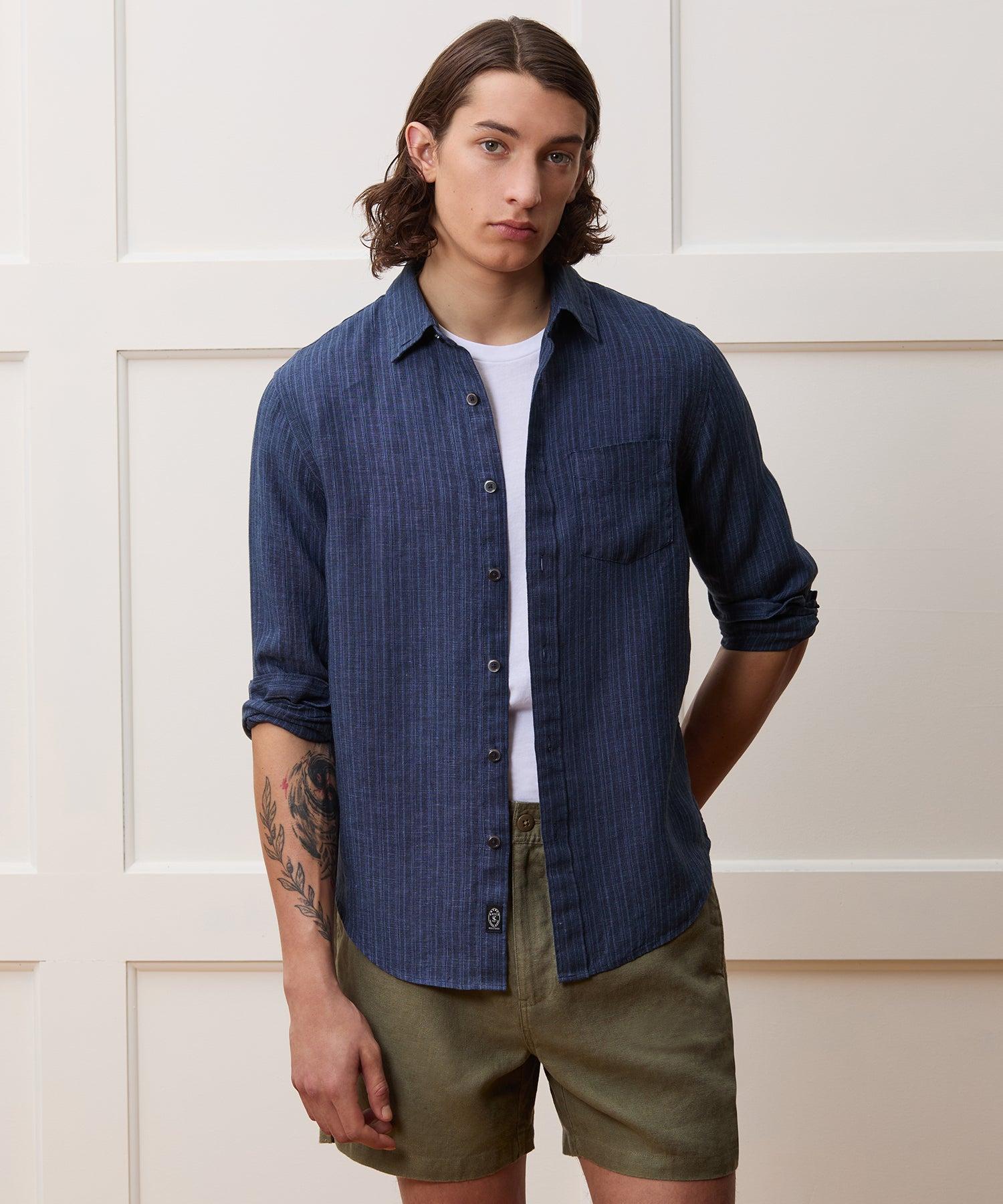 Slim Sea Soft Irish Linen Point Collar Shirt Product Image