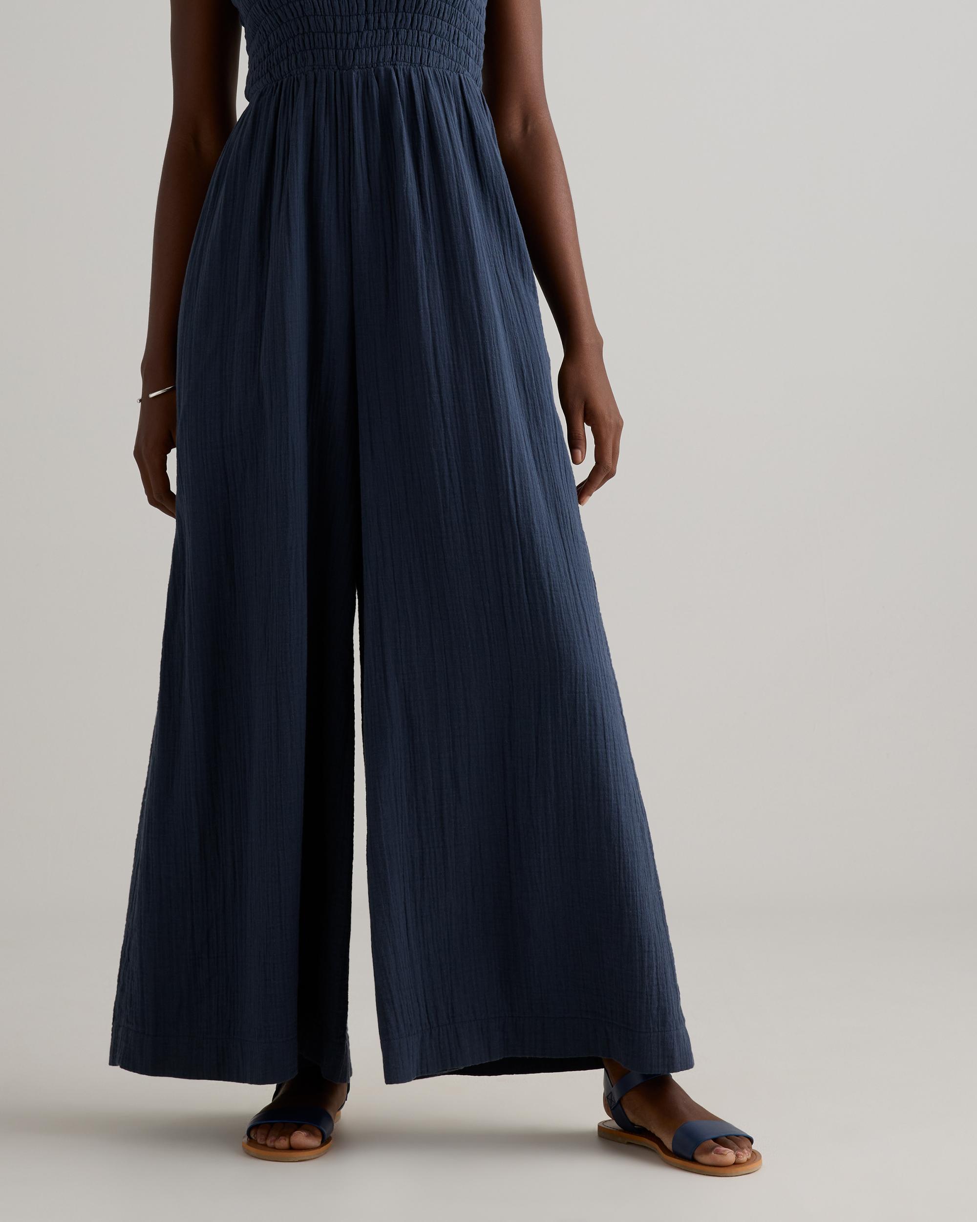 Quince | Women's Gauze Smocked Wide Leg Jumpsuit Organic Cotton Product Image