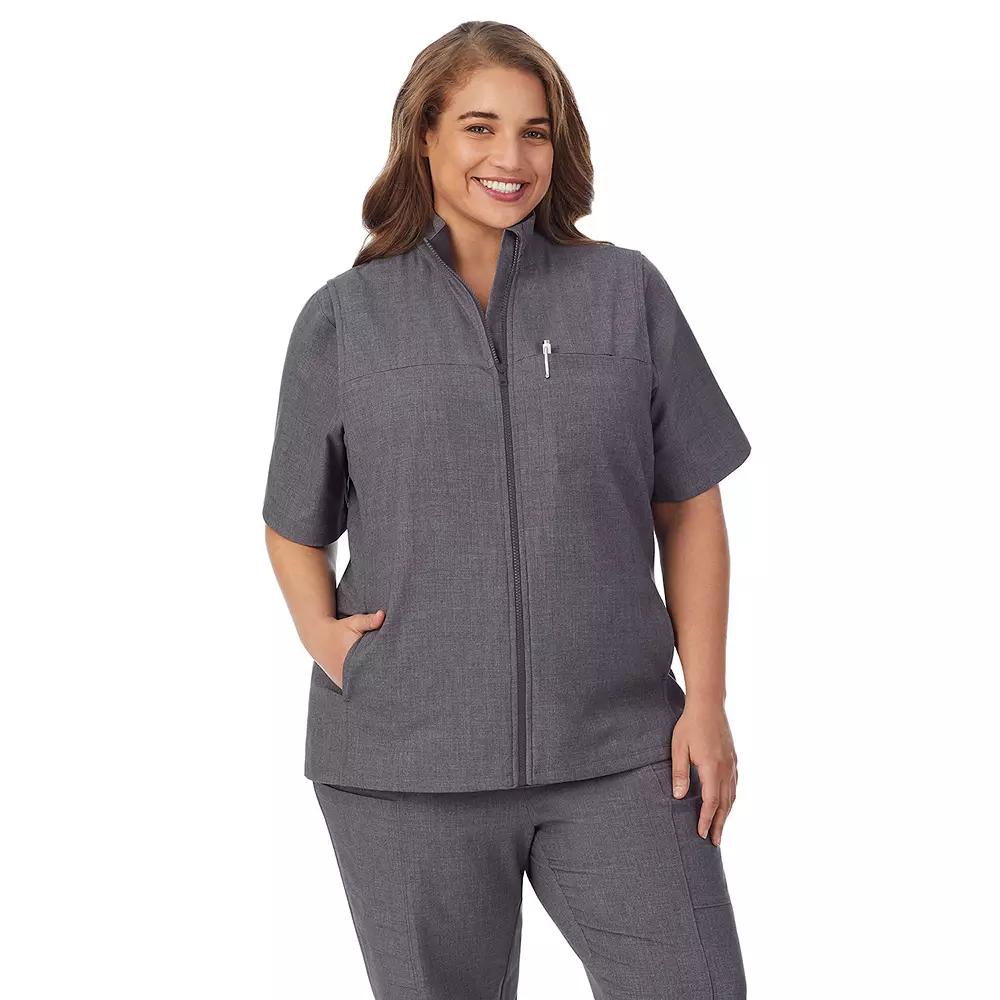 Plus Size Cuddl Duds® Scrubs 5-Pocket Lined Vest, Women's, Size: 1XL, Grey Heather Gray Product Image