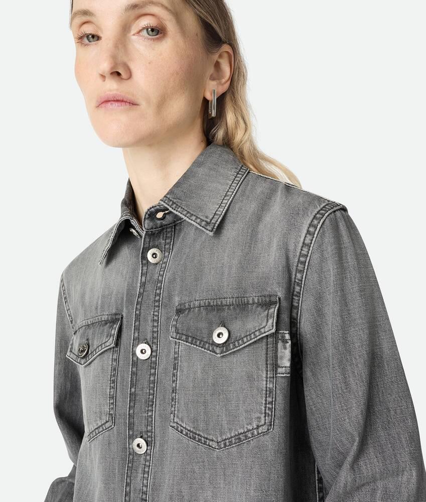 Women's Black Denim Shirt in Washed black Product Image