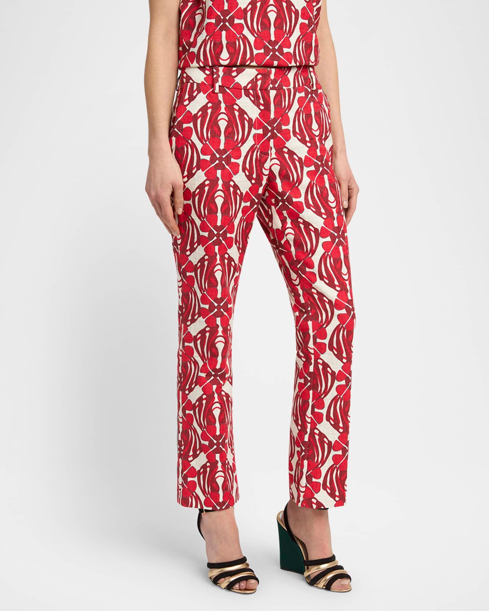 Floral-Print Straight-Leg Ankle Pants Product Image
