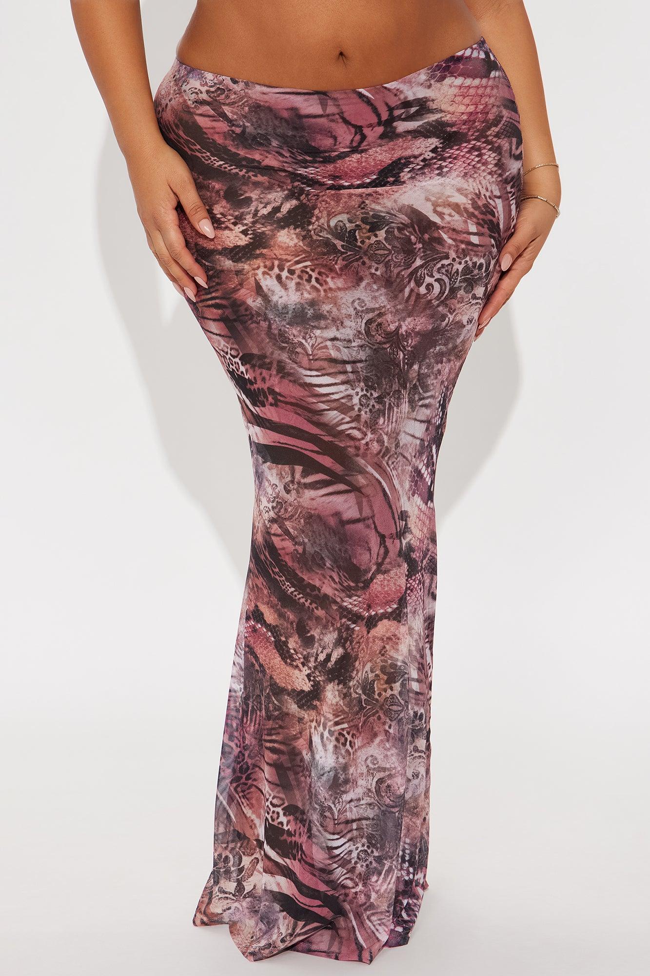 Layla Sheer Animal Print Mesh Maxi Skirt - Brown/combo Female Product Image