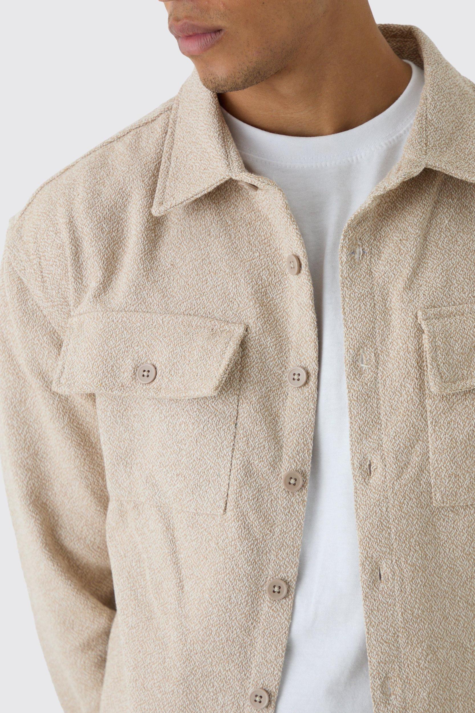 Boucle Heavyweight Shirt Jacket | boohooMAN USA Product Image
