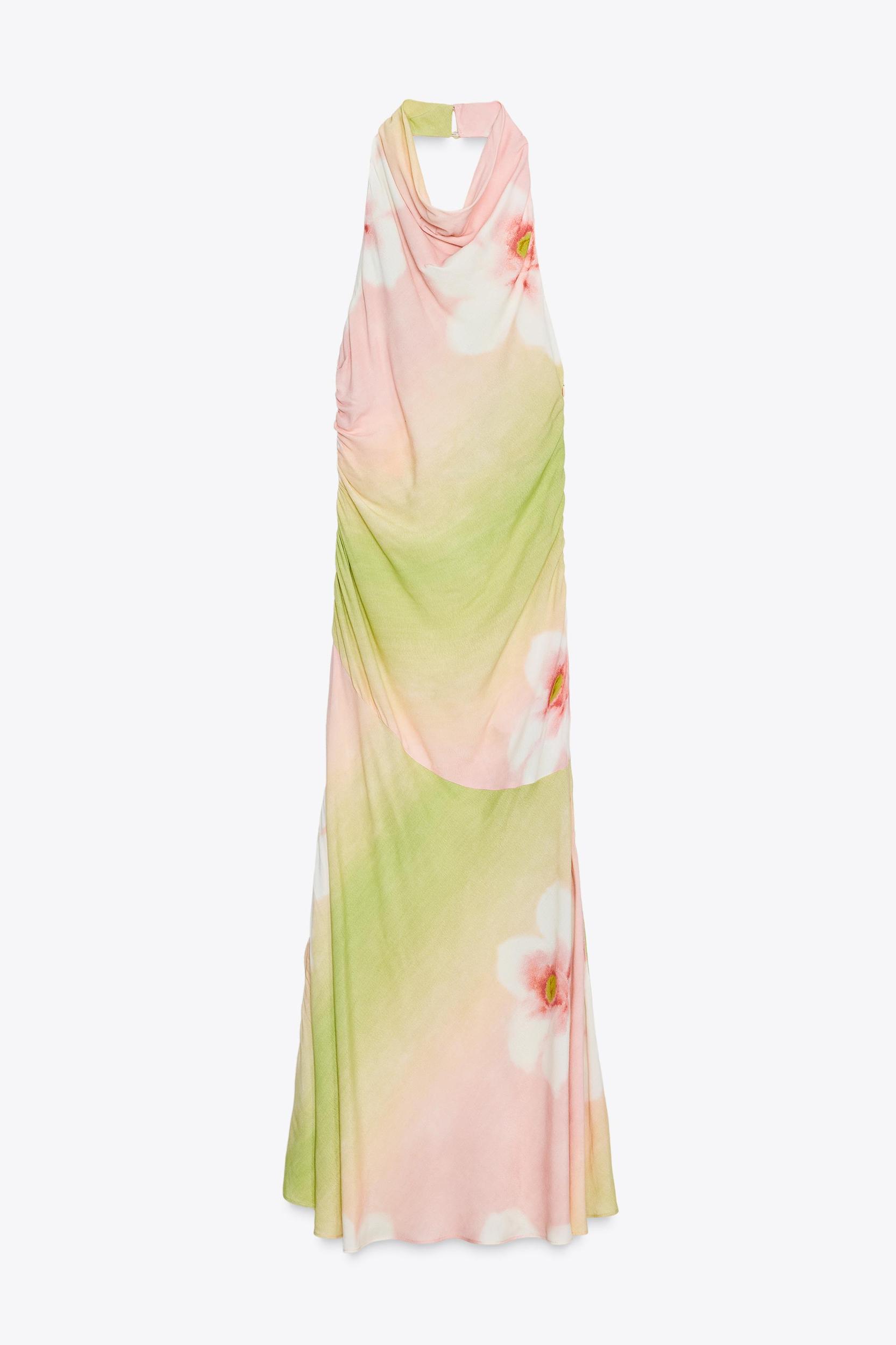 FLORAL PRINT HALTER DRESS Product Image