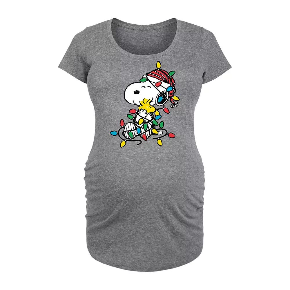 Maternity Peanuts Snoopy Woodstock Xmas Lights Graphic Tee, Women's,  Product Image